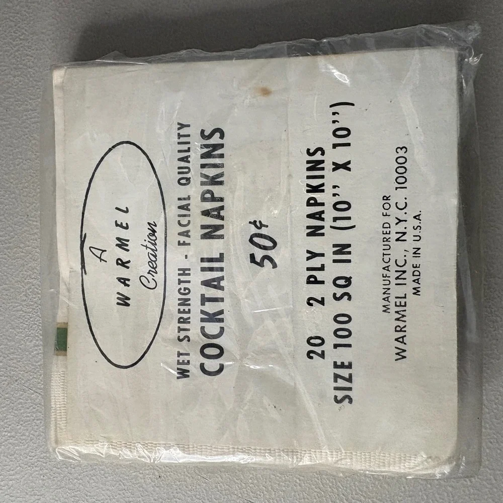 Vintage Warmel Creation Cocktail Napkins 20ct Green Gold Floral 2-Ply 10x10 New